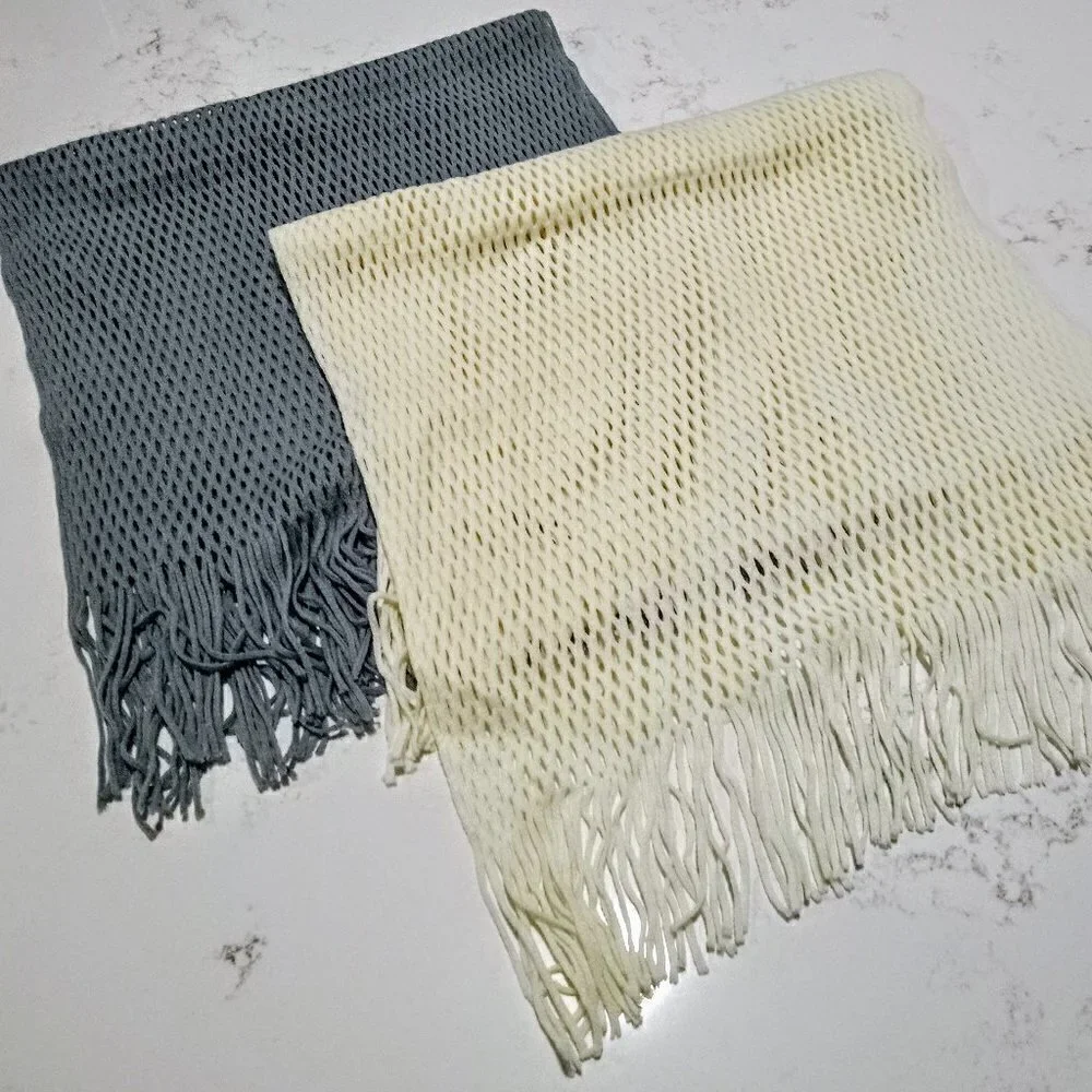 Set of 2 Perry Ellis Woven Knit Fringed Scarves
